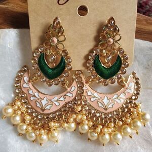 Indian style dangling meenakari Earrings